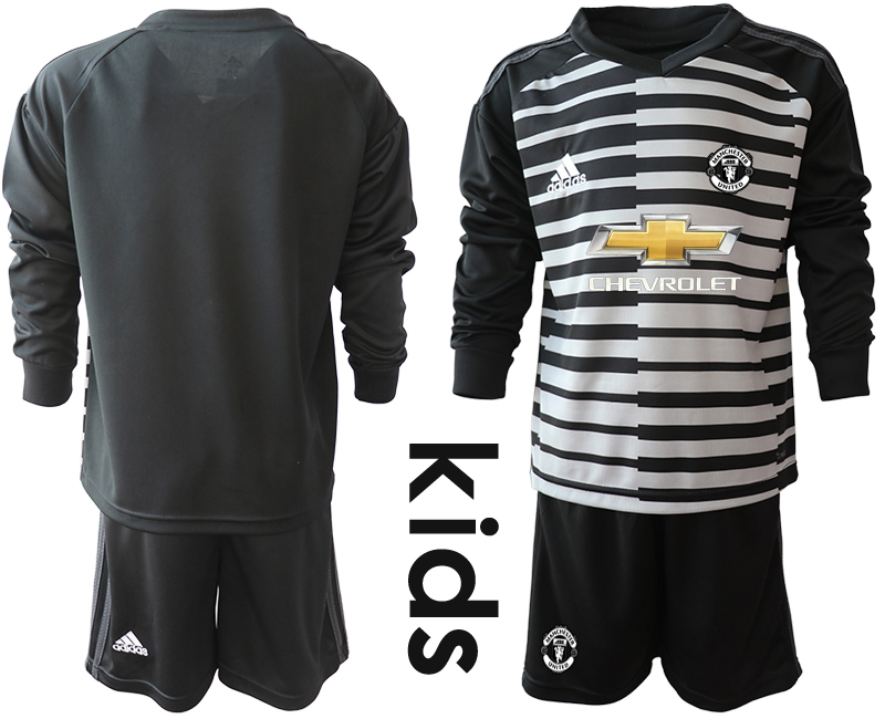 Youth 2020-2021 club Manchester United black long sleeved Goalkeeper blank Soccer Jerseys2